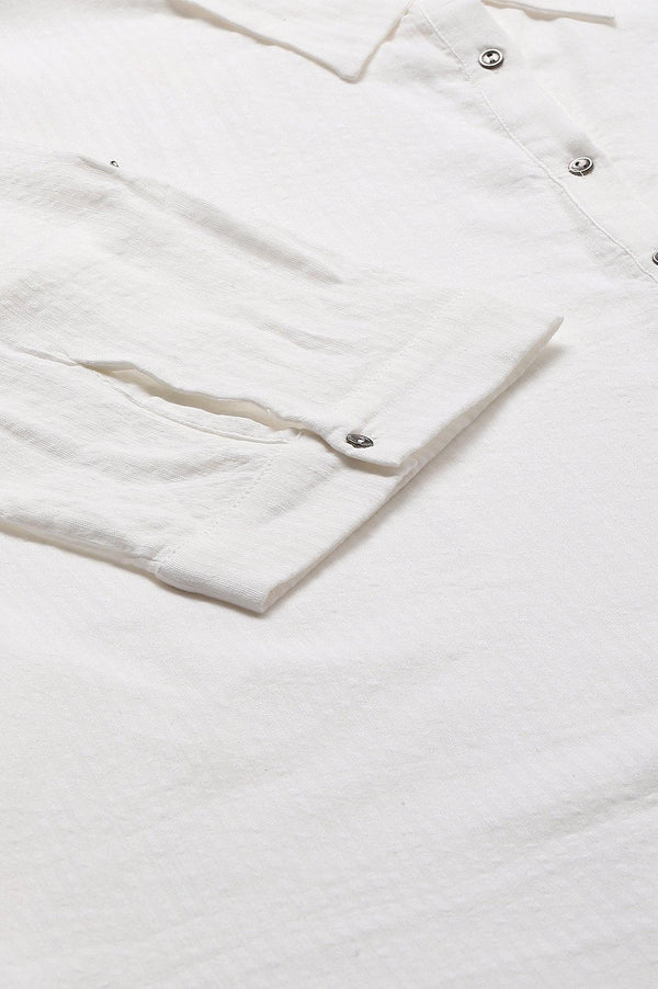 Ecru Shirt Collar Plus Size Top