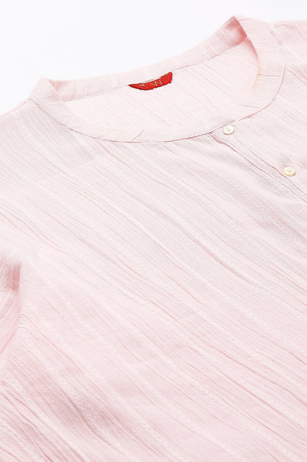 Light Pink Mandarin Collar Plus Size Top