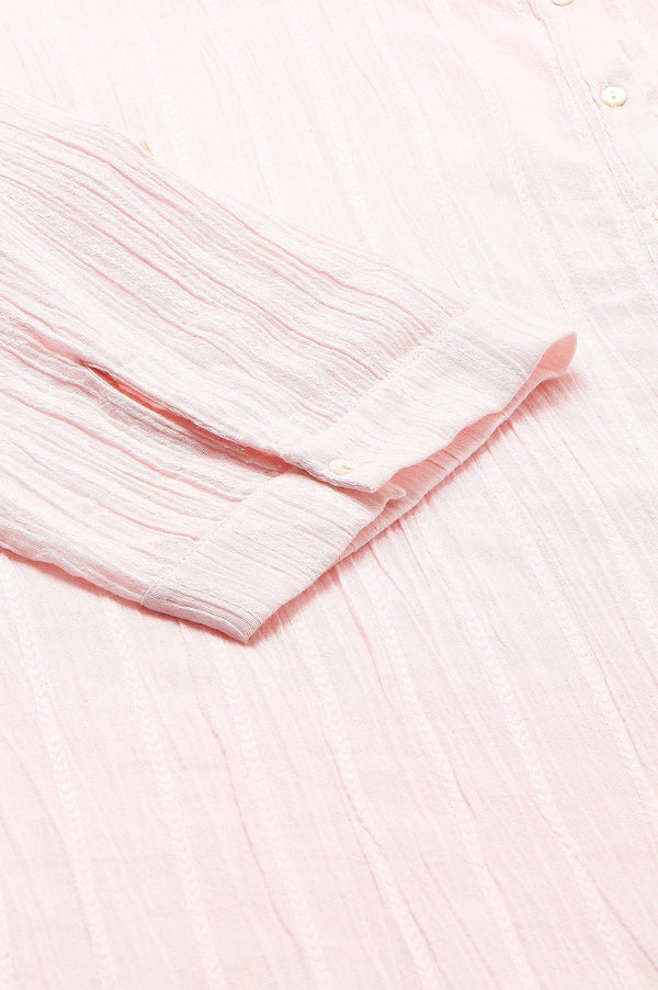 Light Pink Mandarin Collar Plus Size Top