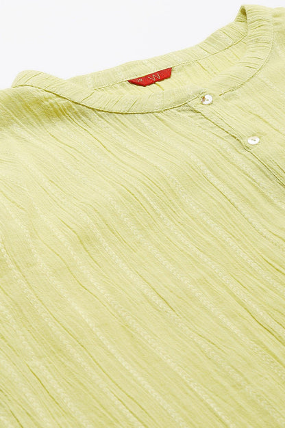 Celery Green Mandarin Collar Plus Size Top - wforwoman