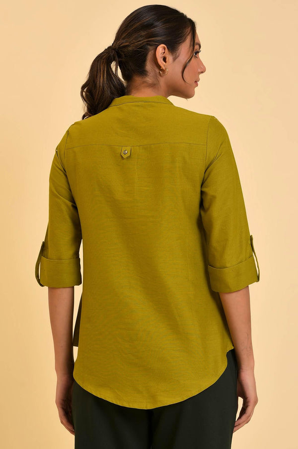 Green Cotton Flax Top
