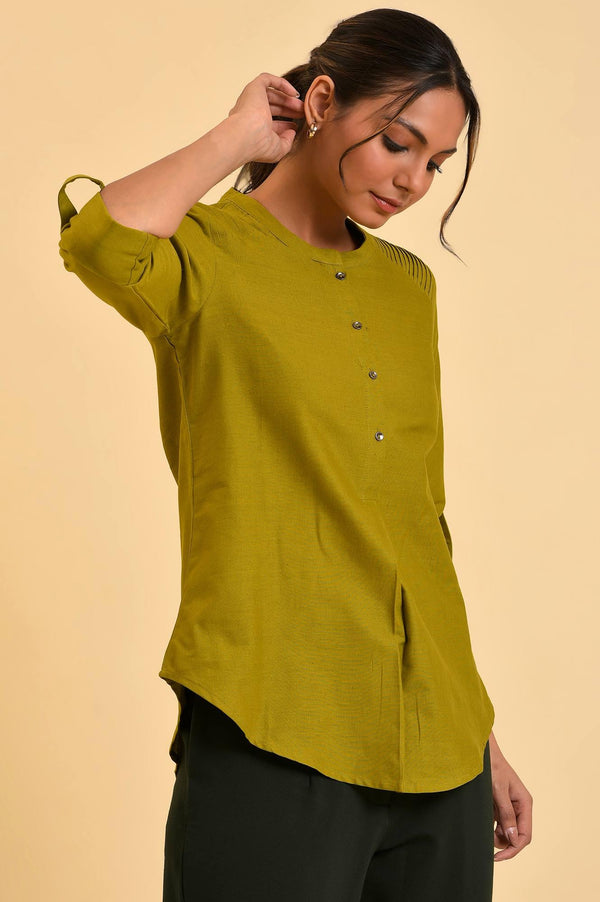 Green Cotton Flax Top