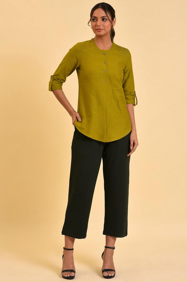Green Cotton Flax Top