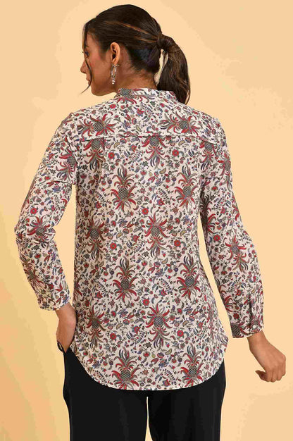 Ecru Floral Printed Top - wforwoman