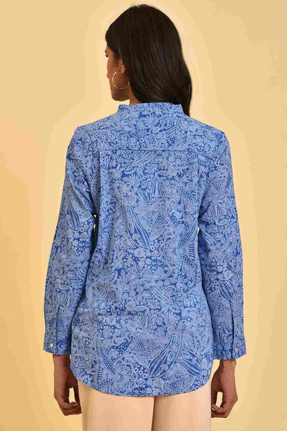 Blue Printed Western Top - wforwoman