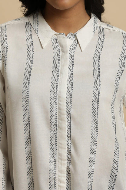 Ecru Printed Summer Shirt - wforwoman