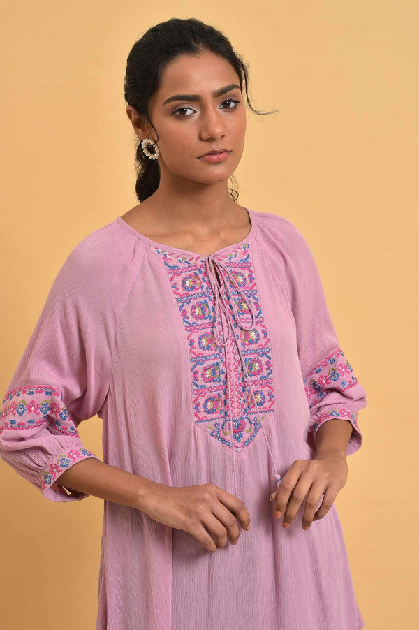 Pink Embroidered Western Top
