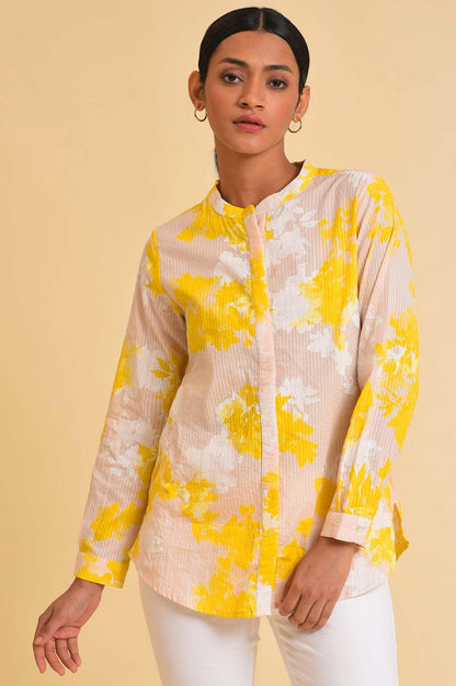 Light Pink Seer Sucker Floral Print Top - wforwoman