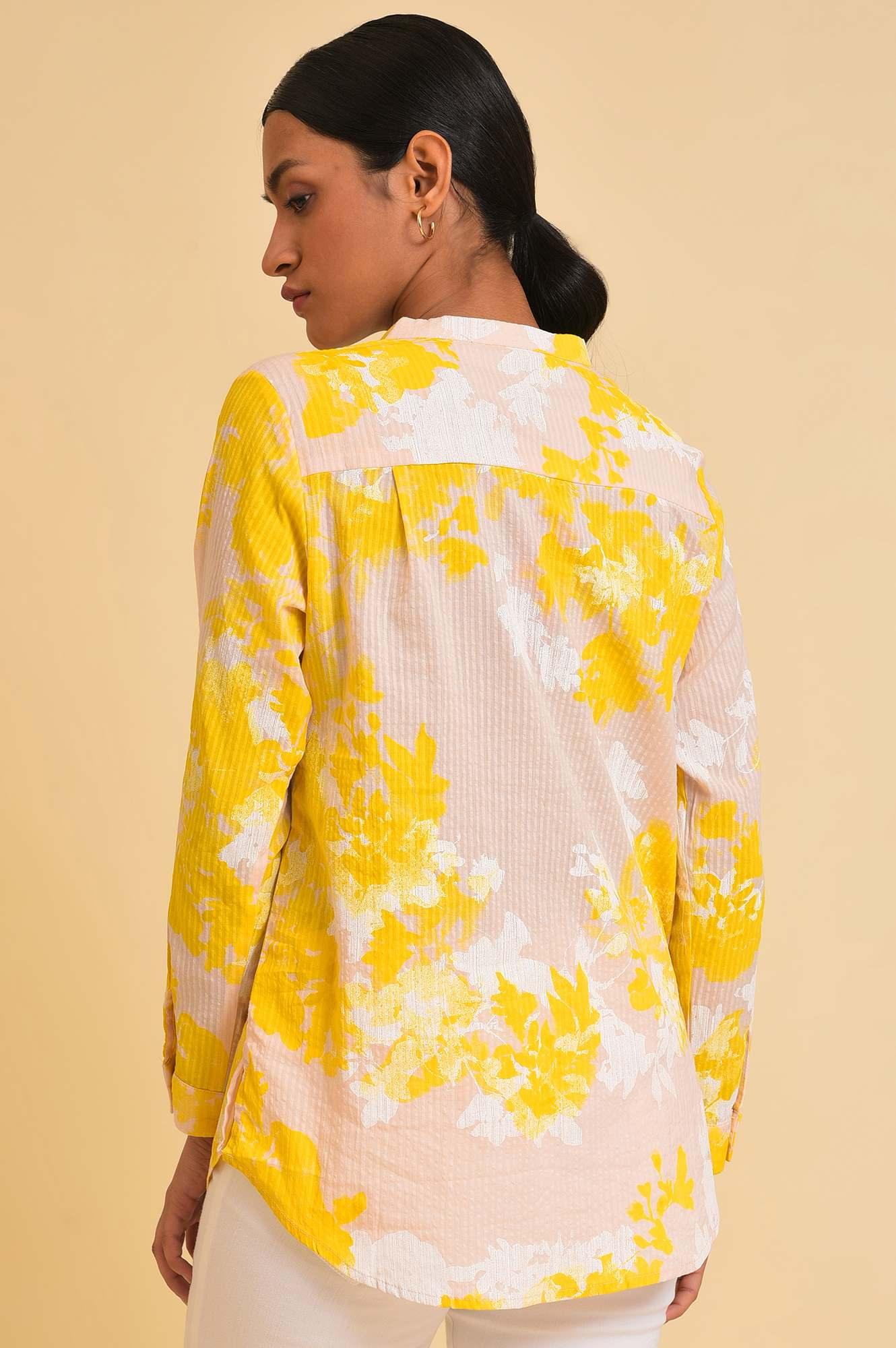 Light Pink Seer Sucker Floral Print Top - wforwoman