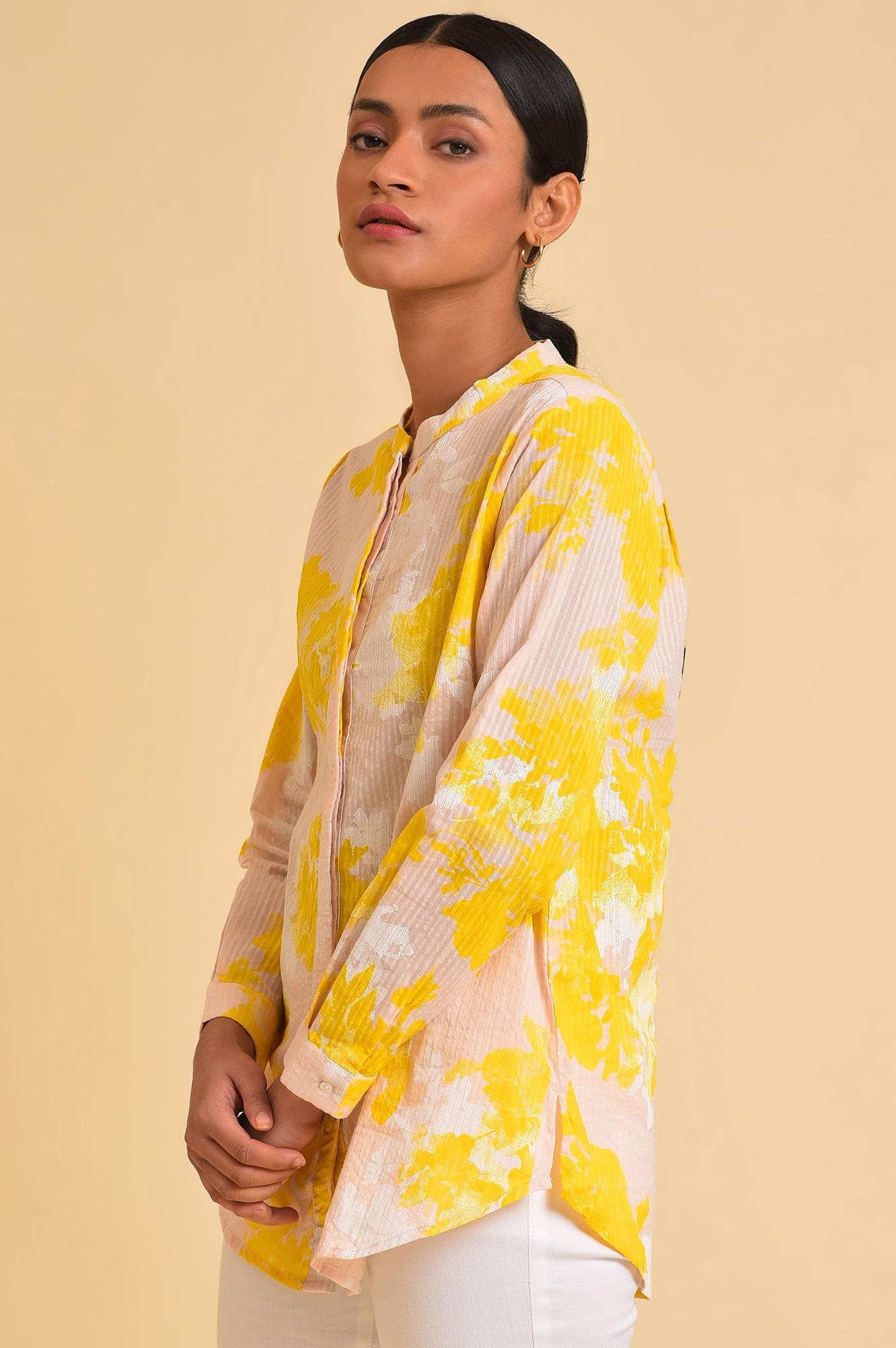 Light Pink Seer Sucker Floral Print Top - wforwoman