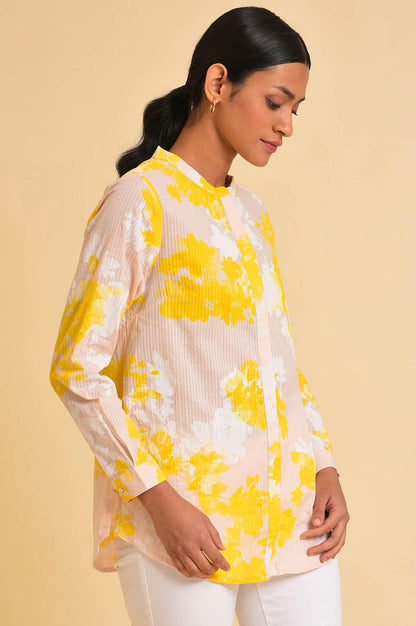 Light Pink Seer Sucker Floral Print Top - wforwoman