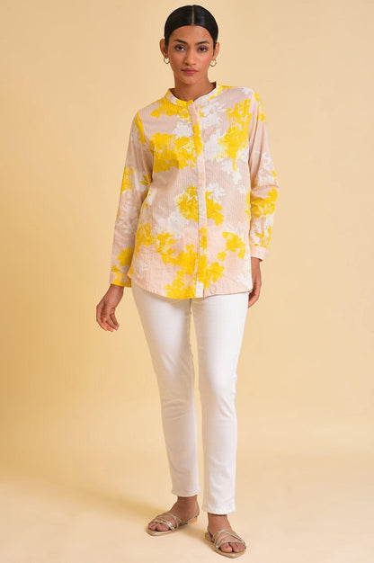 Light Pink Seer Sucker Floral Print Top - wforwoman