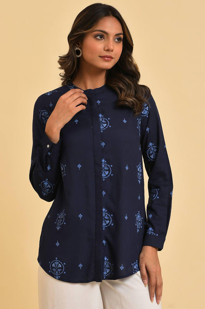 Blue Floral Printed Summer Top - wforwoman