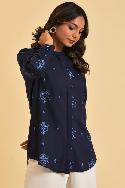Blue Floral Printed Summer Top - wforwoman