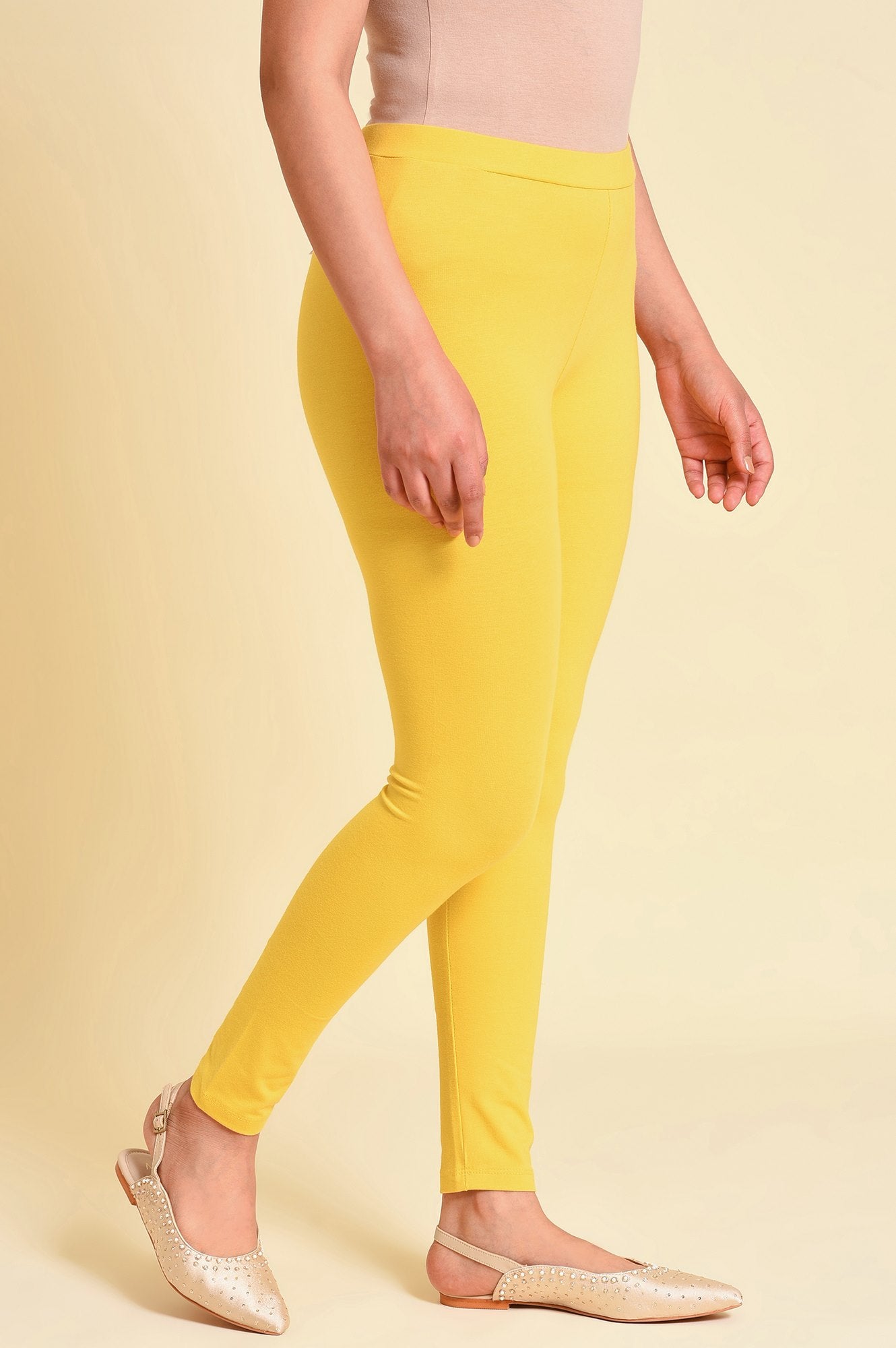 Yellow Cotton Jersey Tights