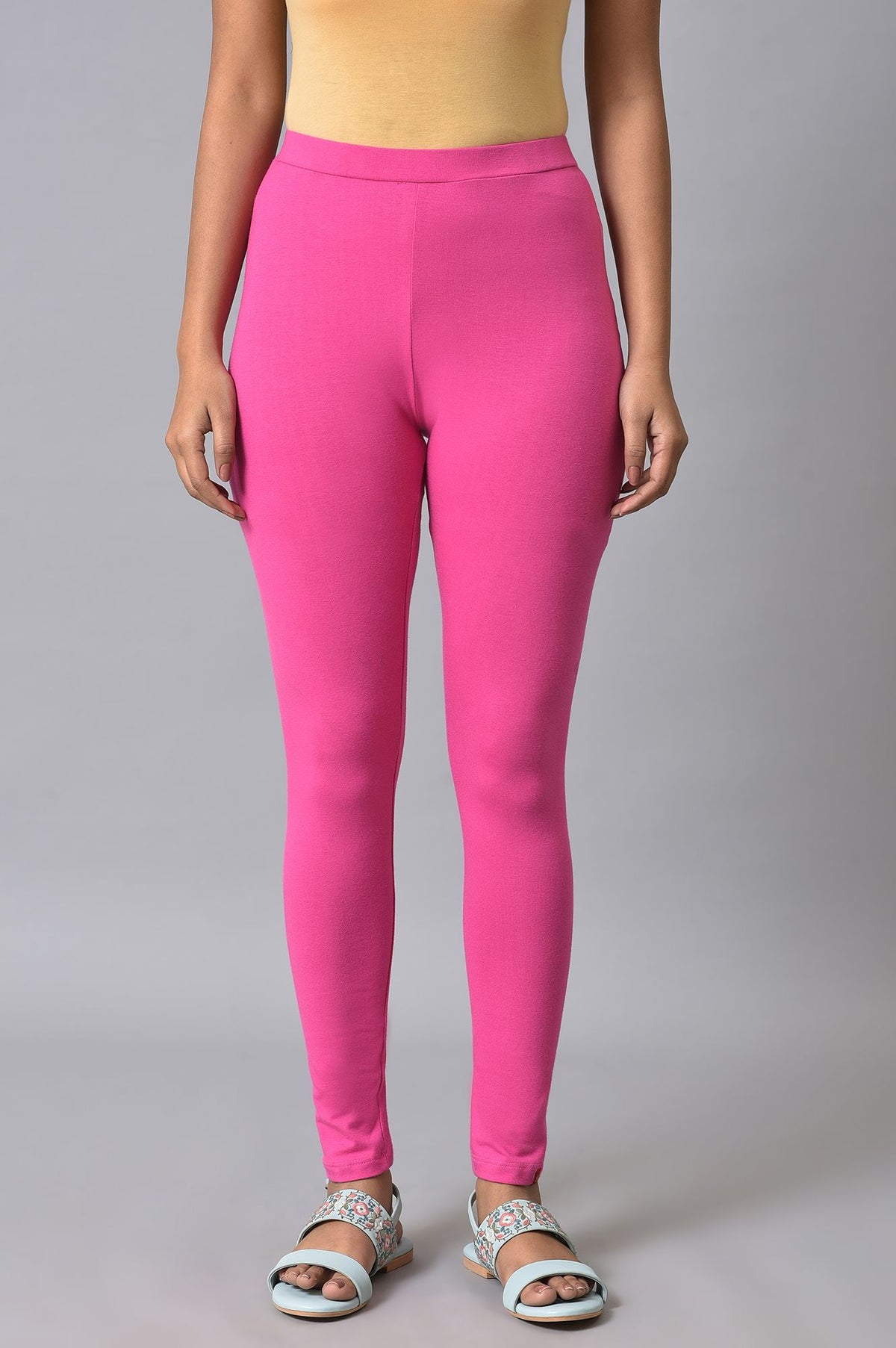 Pink Cotton Jersey Tights - S