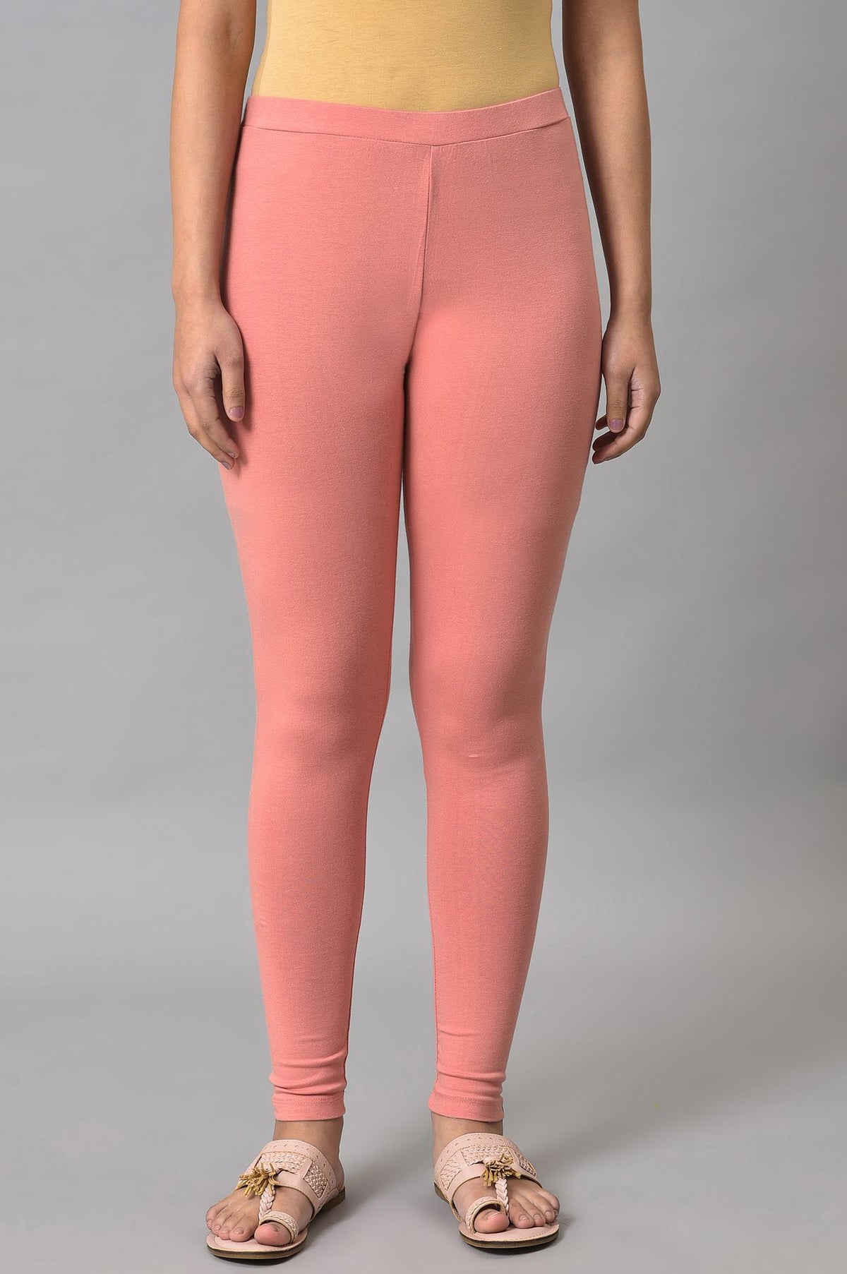 Light Orange Cotton Jersey Tights - S