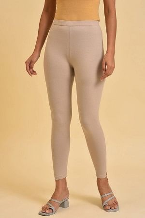 Biege Cotton Jersey Tights - S