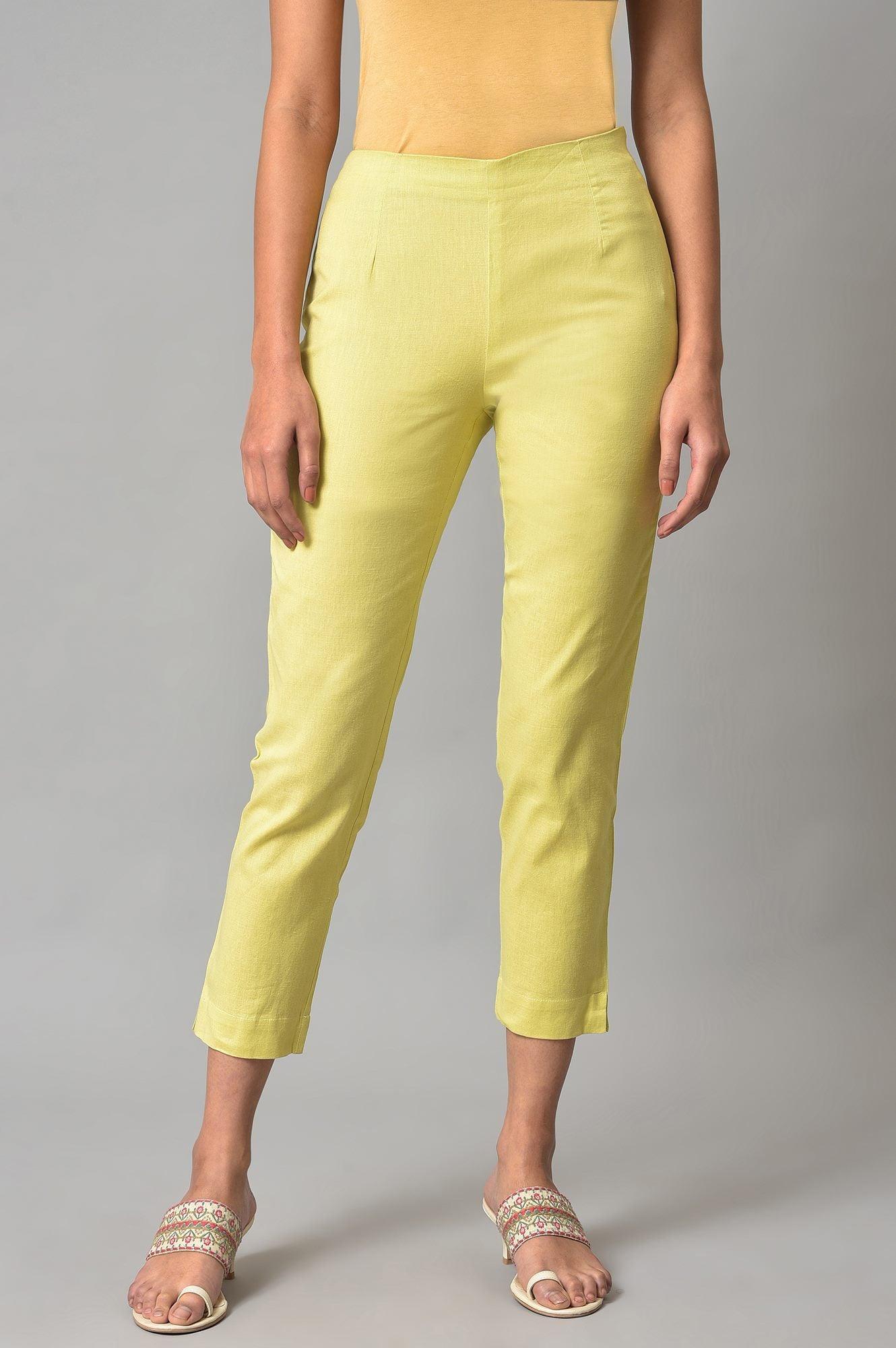 Green Solid Slim Pants - wforwoman