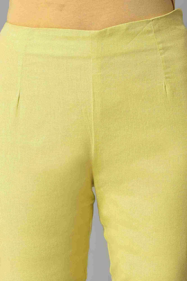 Green Solid Slim Pants