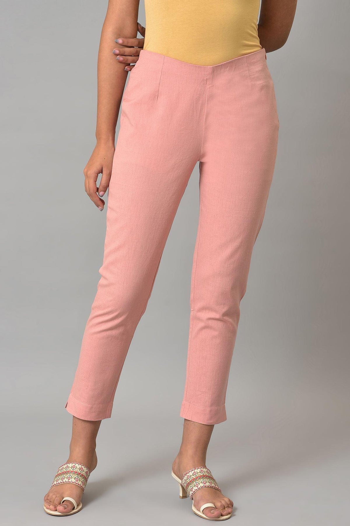 Coral Solid Slim Pants - XS