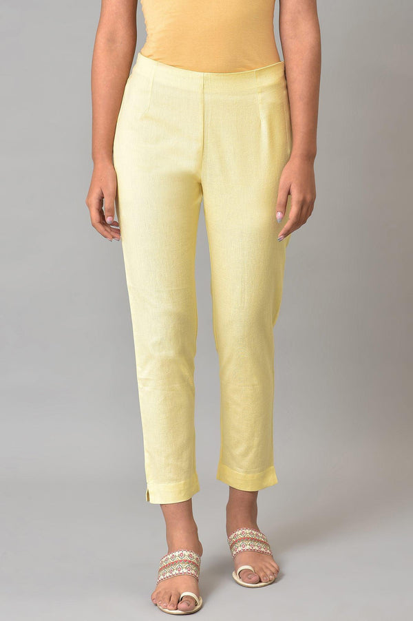 Lemonade Yellow Solid Plus Size Slim Pants