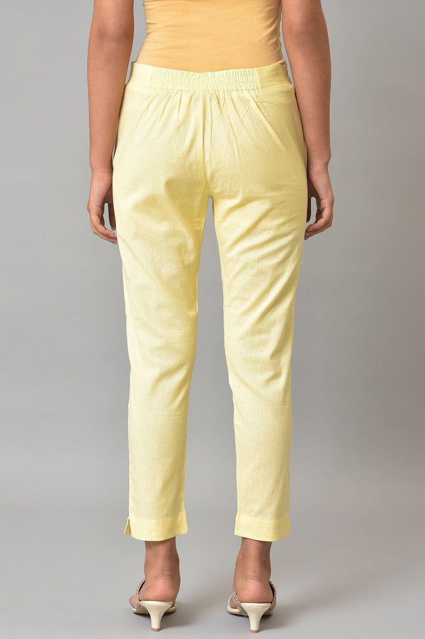Lemonade Yellow Solid Plus Size Slim Pants
