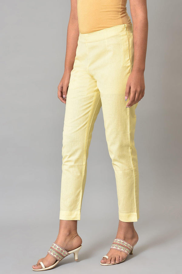 Lemonade Yellow Solid Plus Size Slim Pants