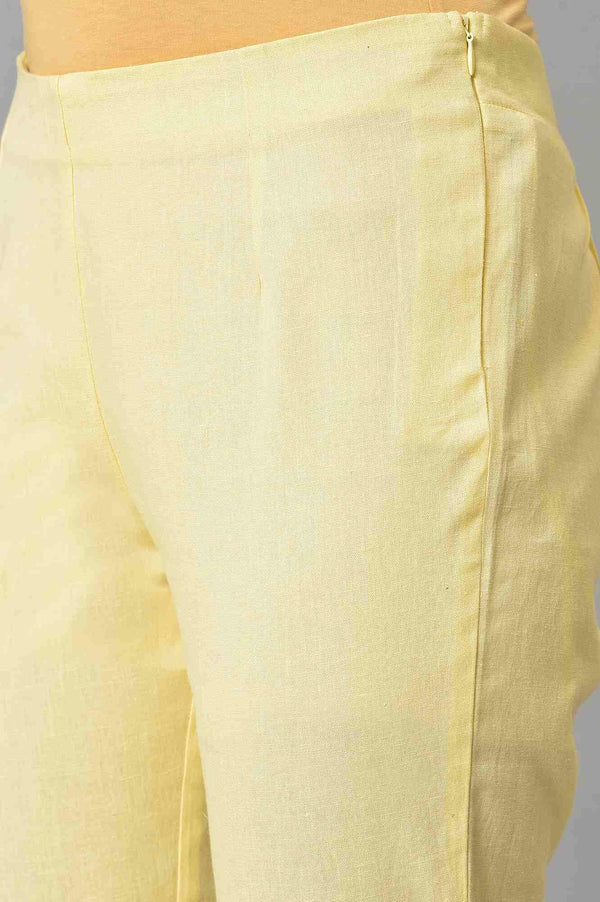 Lemonade Yellow Solid Plus Size Slim Pants