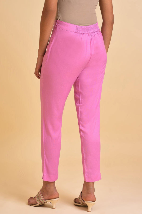 Light Pink Solid Straight Slim Pants
