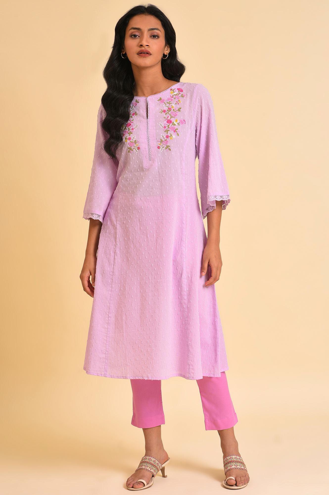 Light Pink Solid Straight Slim Pants - wforwoman