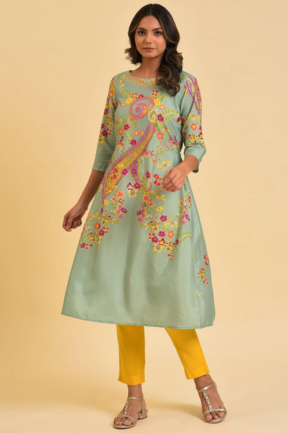 Yellow Solid Straight Slim Pants - wforwoman