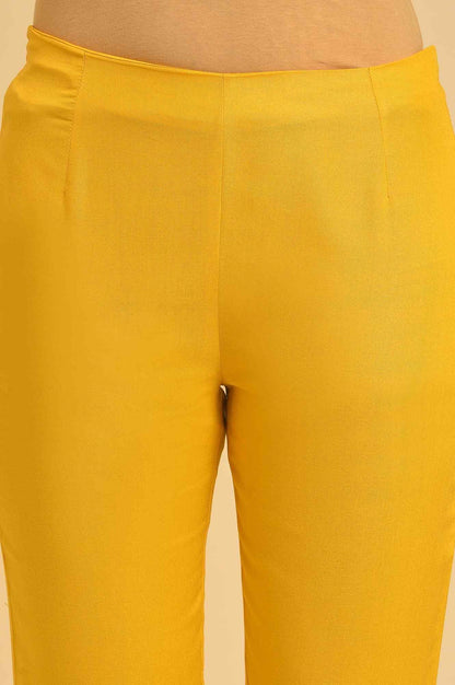 Yellow Solid Straight Slim Pants - wforwoman