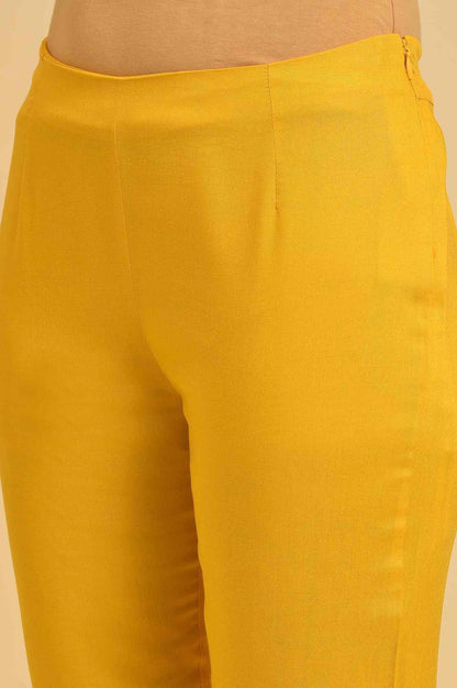 Yellow Solid Straight Slim Pants - wforwoman