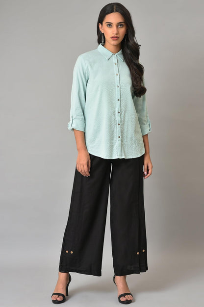 Black Side Pleated Parallel Pants - wforwoman