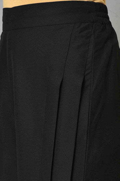 Black Side Pleated Parallel Pants - wforwoman