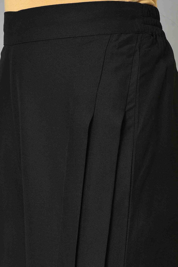 Black Side Pleated Parallel Pants