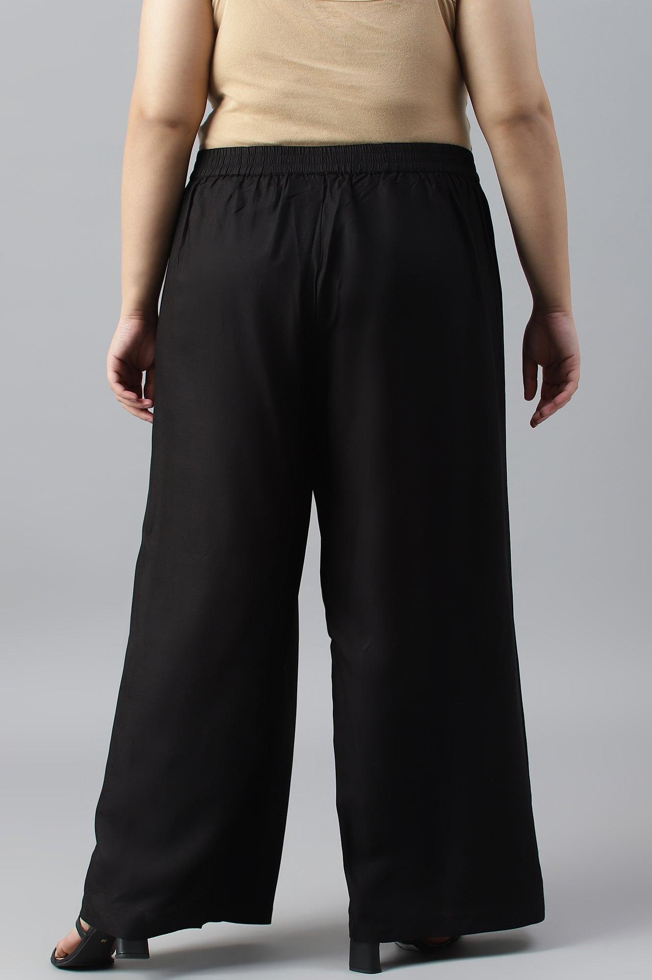 Black Plus Size Parallel Pants - wforwoman