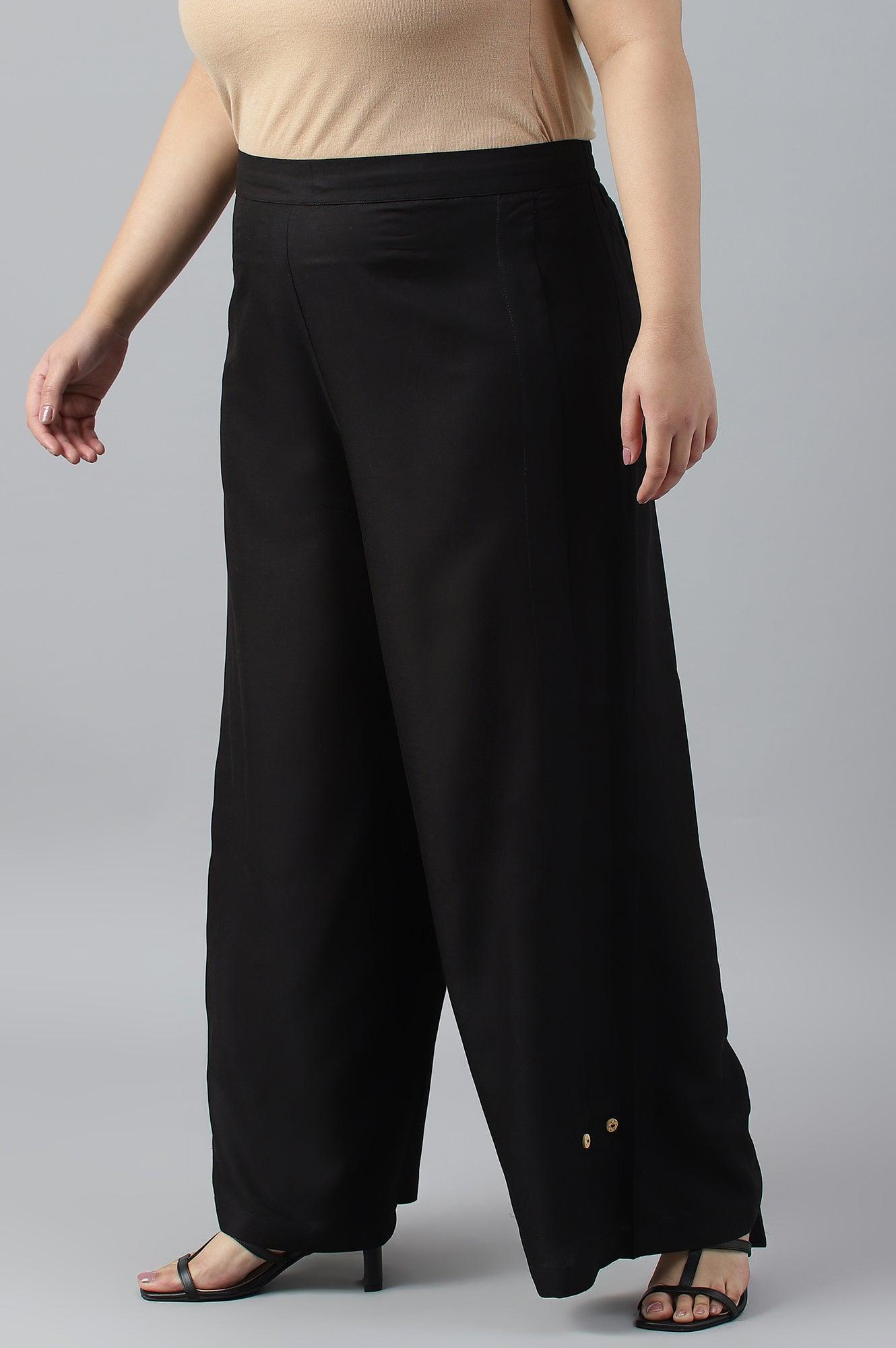 Black Plus Size Parallel Pants - wforwoman