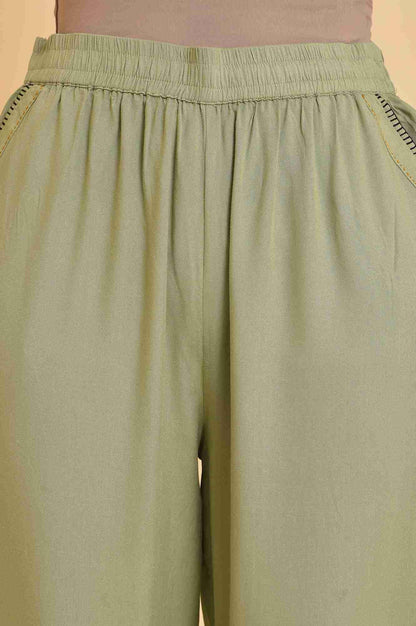Mint Green Box Pleated Straight Pants - wforwoman
