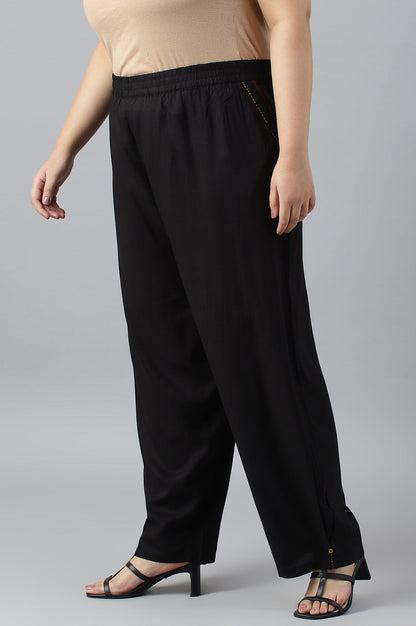 Plus Size Black Box Pleated Straight Pants - wforwoman