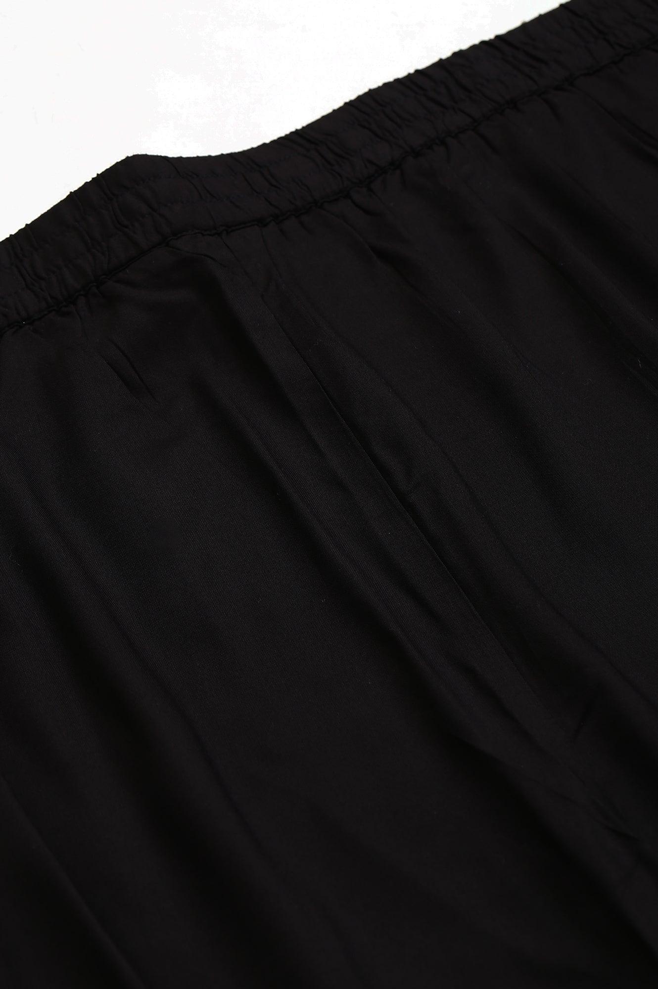 Plus Size Black Box Pleated Straight Pants - wforwoman