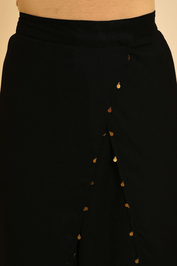 Black Dhoti Pants With Metal Hanging Trim