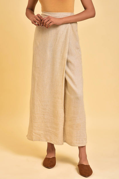 Beige Rayon Flared Kurta and Parallel Pant Set