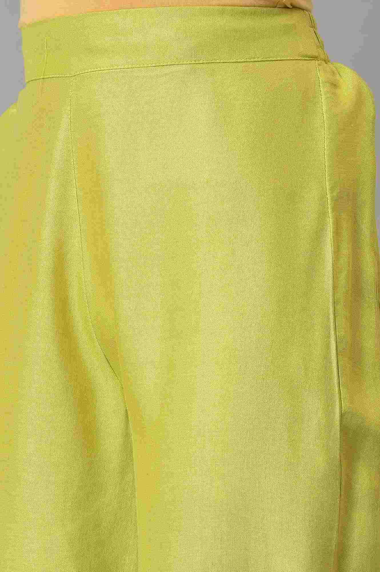 Lime Green Pants With Lace Detail - wforwoman