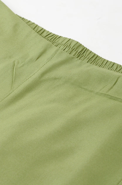 Green Straight Pants With Lace Details - wforwoman