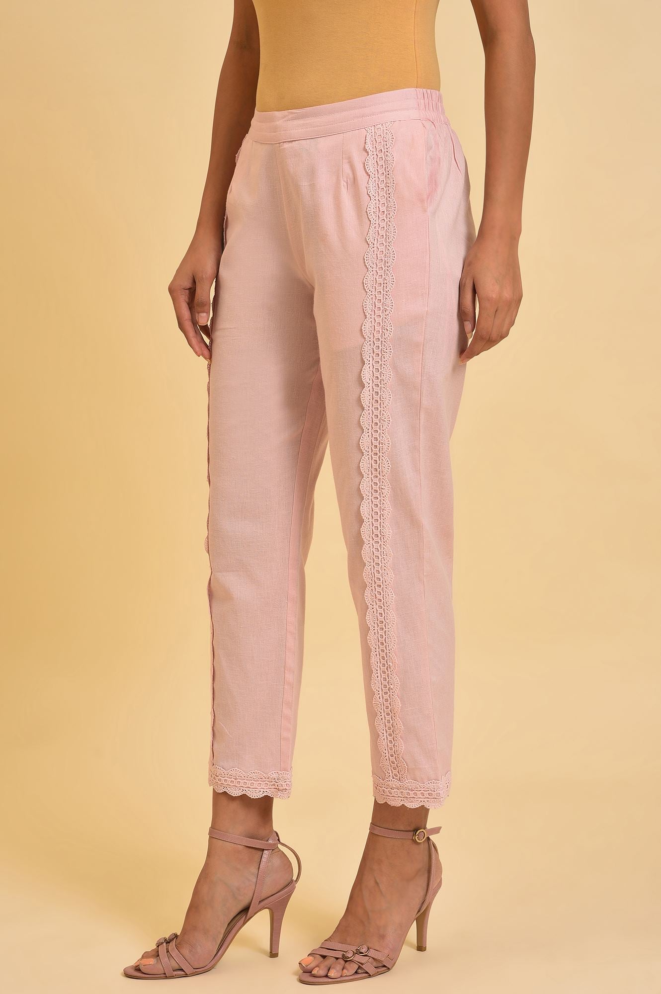 Light Pink Lace Slim Pants
