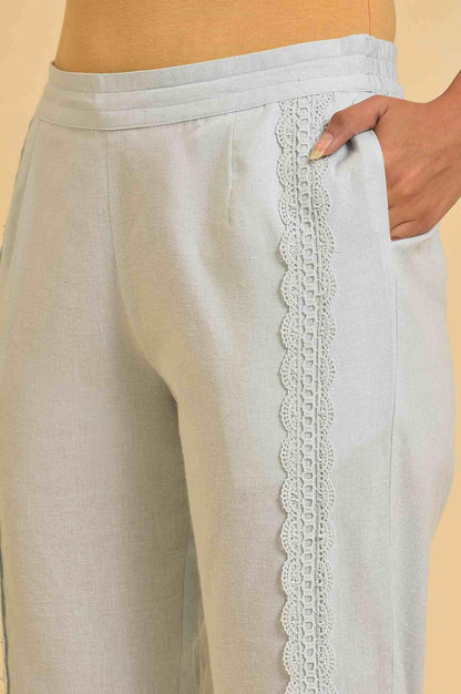 Light Blue Lace Slim Pants - wforwoman