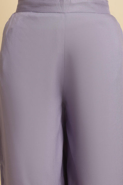 Purple Parallel Pants With Lace At Hemline - wforwoman