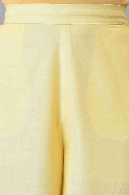 Lemonade Yellow Parallel Pants With Lace Border - wforwoman